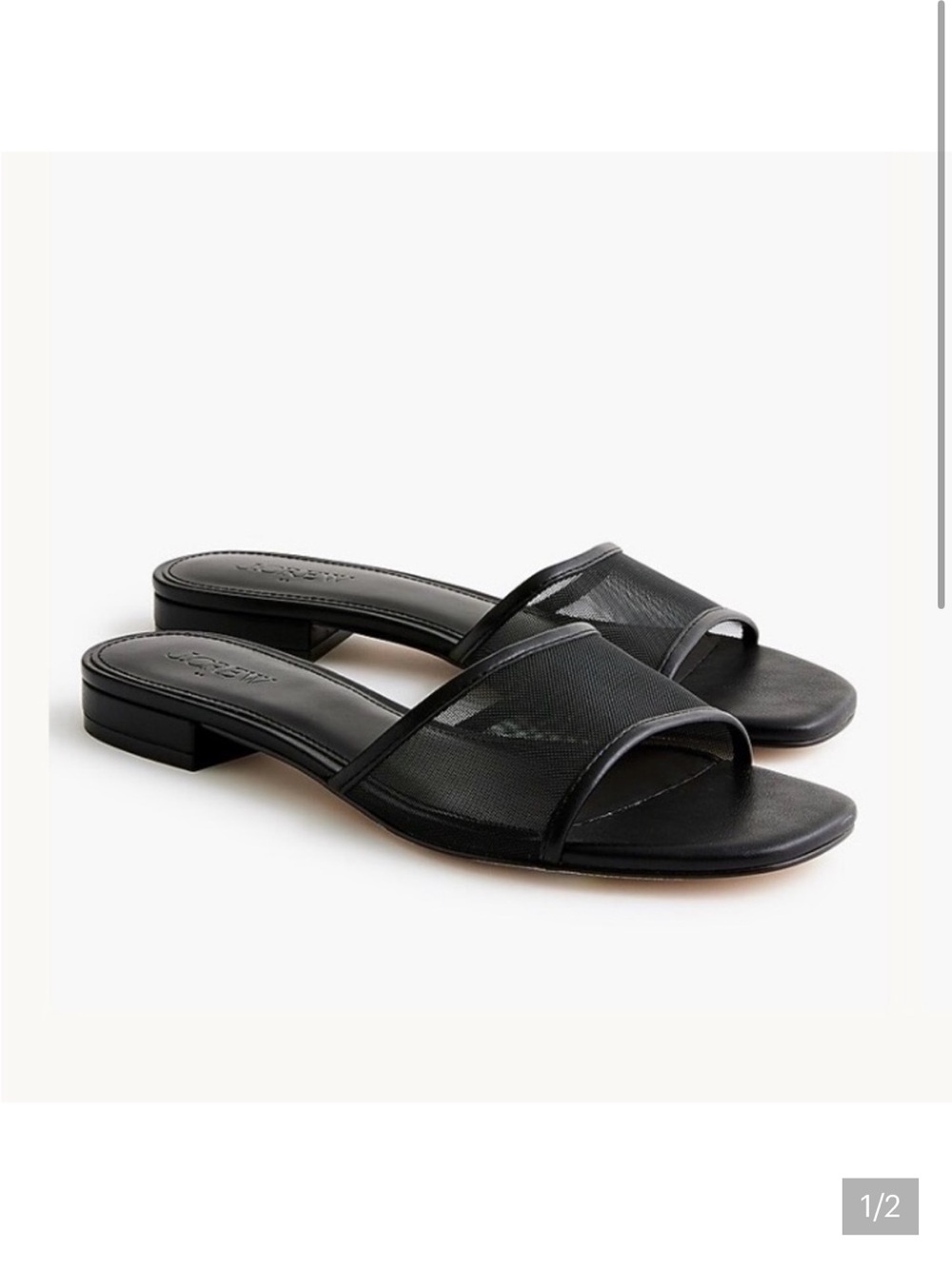 J. Crew Factory Black Mesh Slide Sandals